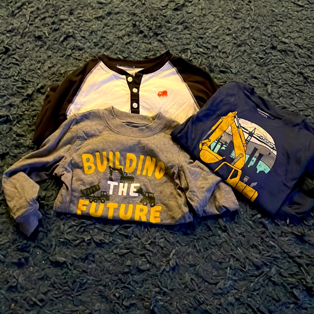 3/$15 - THREE Construction Themed Long sleeves